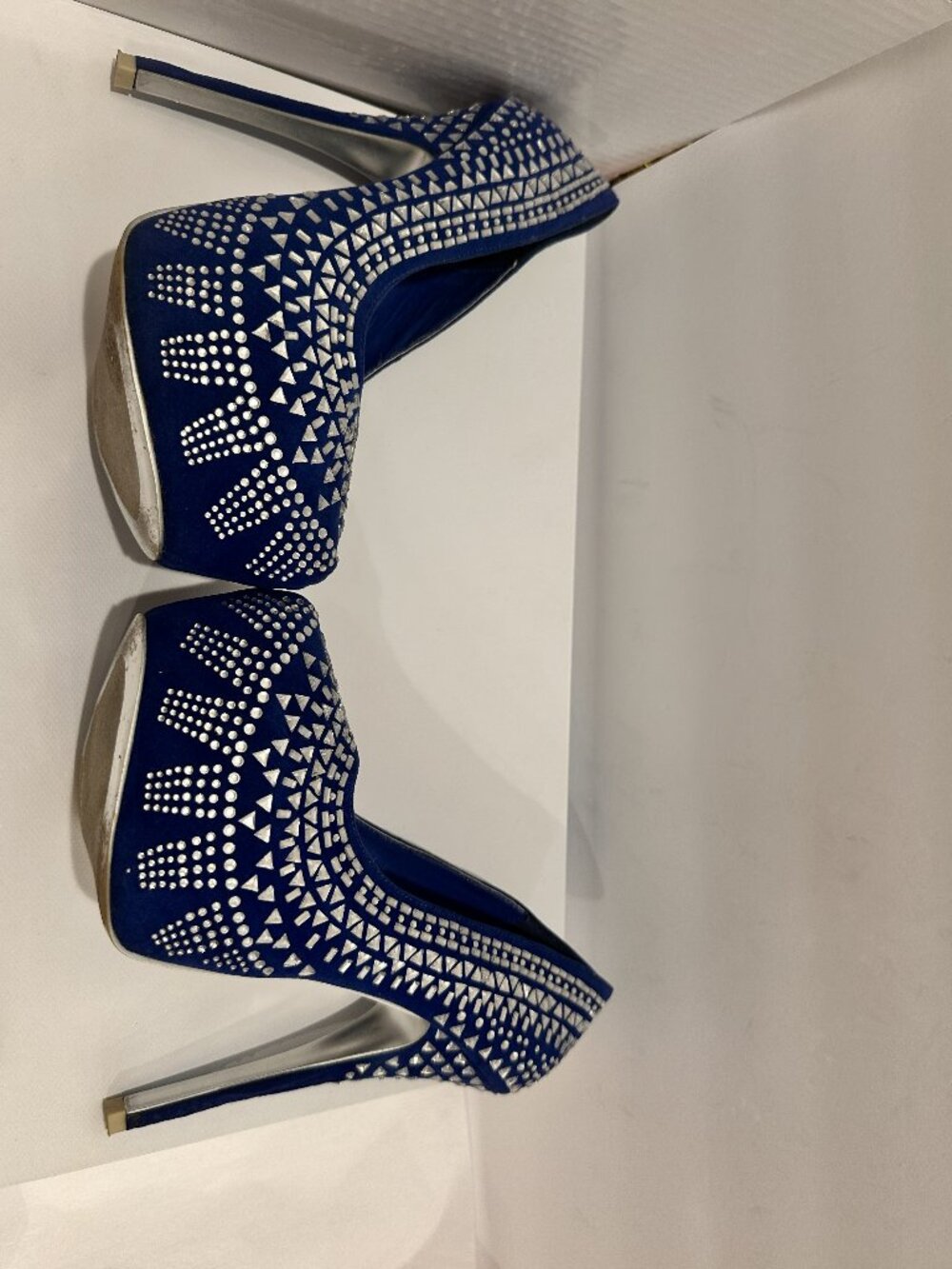 Alba Blue Rhinestone Mirror Stiletto Heels